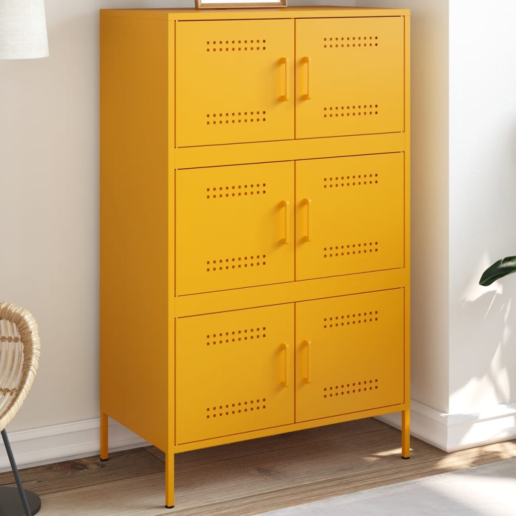 vidaXL Credenza Giallo Senape 68x39x113 cm in Acciaio