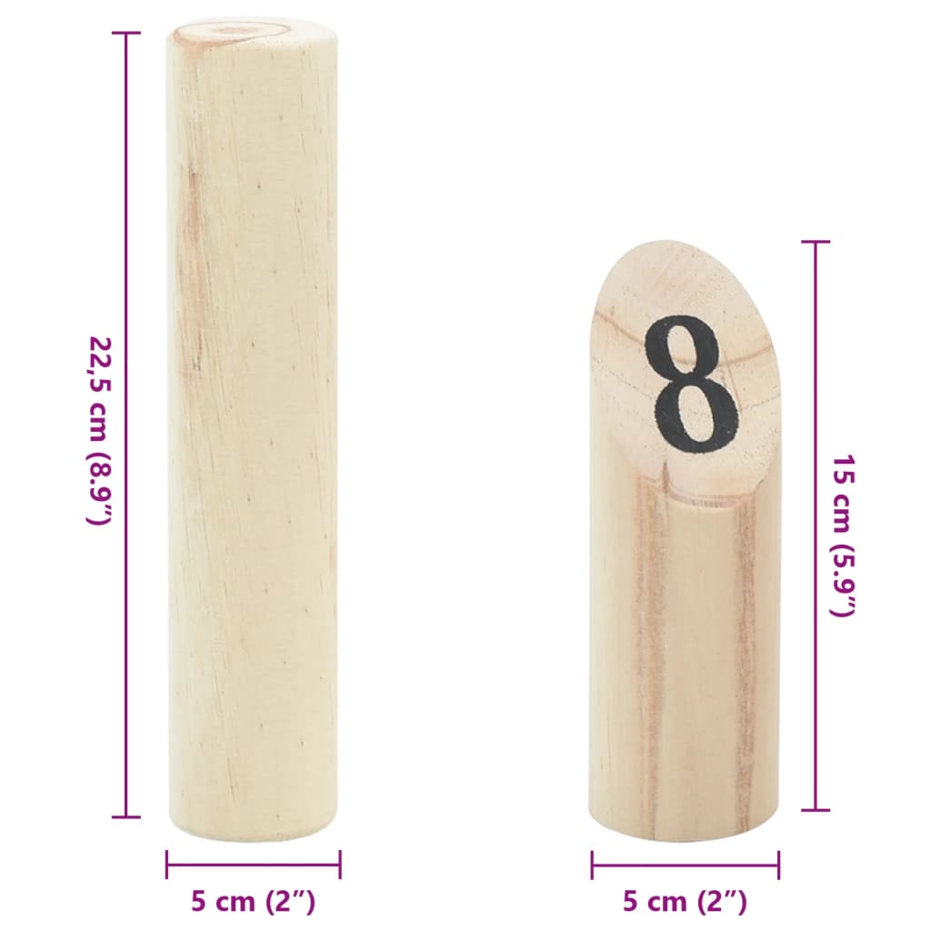 vidaXL Set Gioco Kubb Numerici 13pz con Custodia Legno Massello Pino