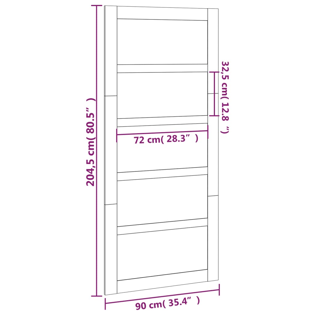 vidaXL Porta del Granaio 90x1,8x204,5 cm in Legno Massello di Pino