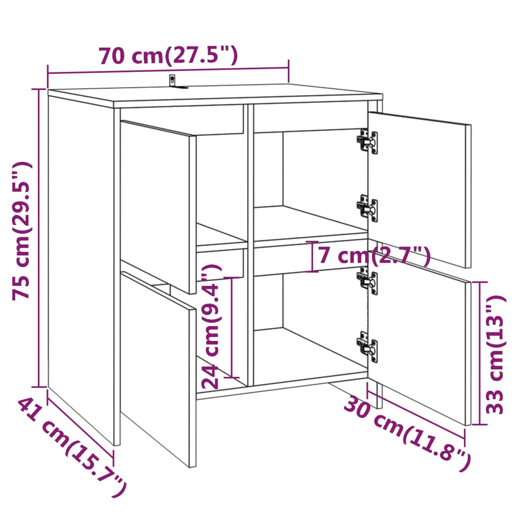 vidaXL Credenza Nera 70x41x75 cm in Truciolato