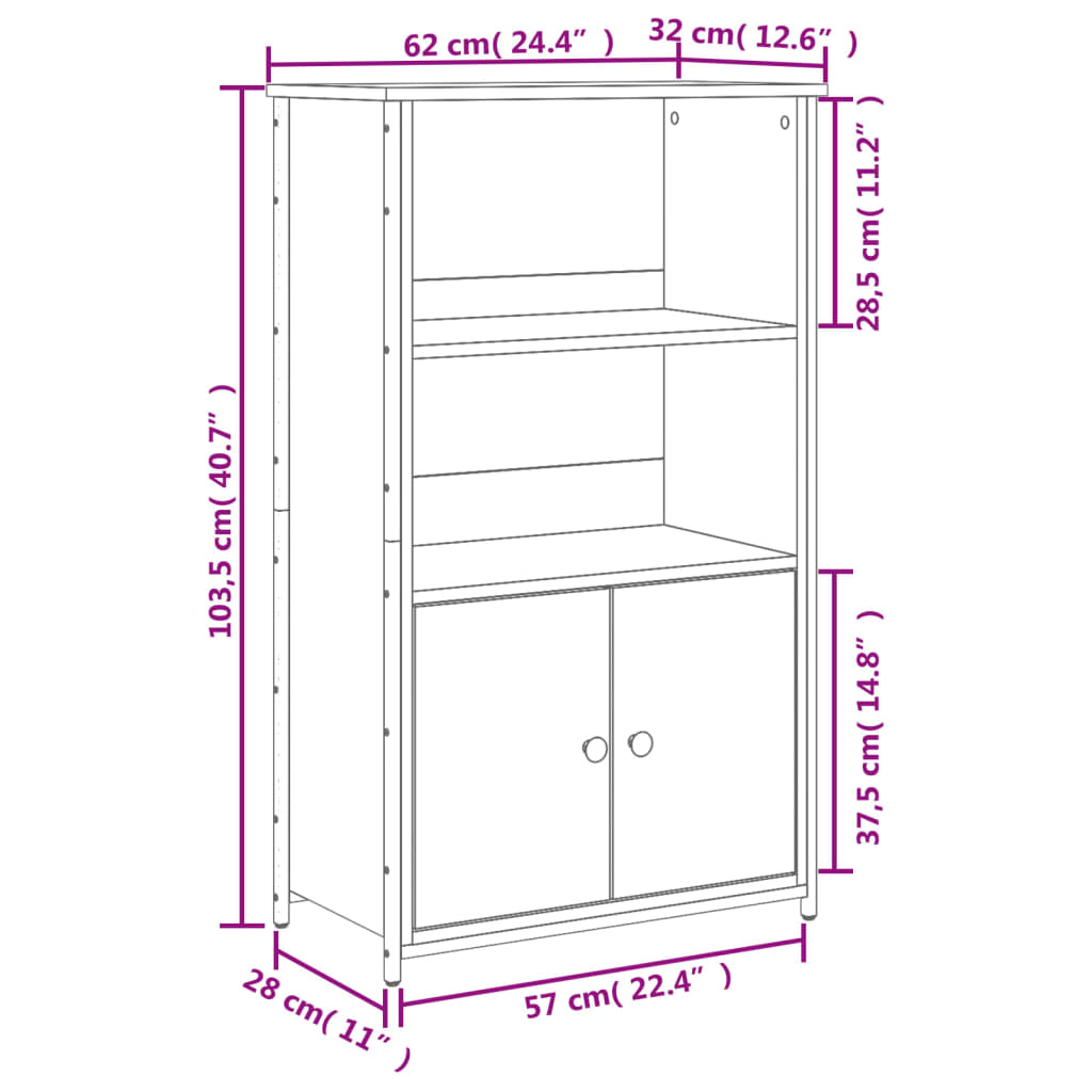 vidaXL Credenza Rovere Fumo 62x32x103,5 cm in Legno Multistrato