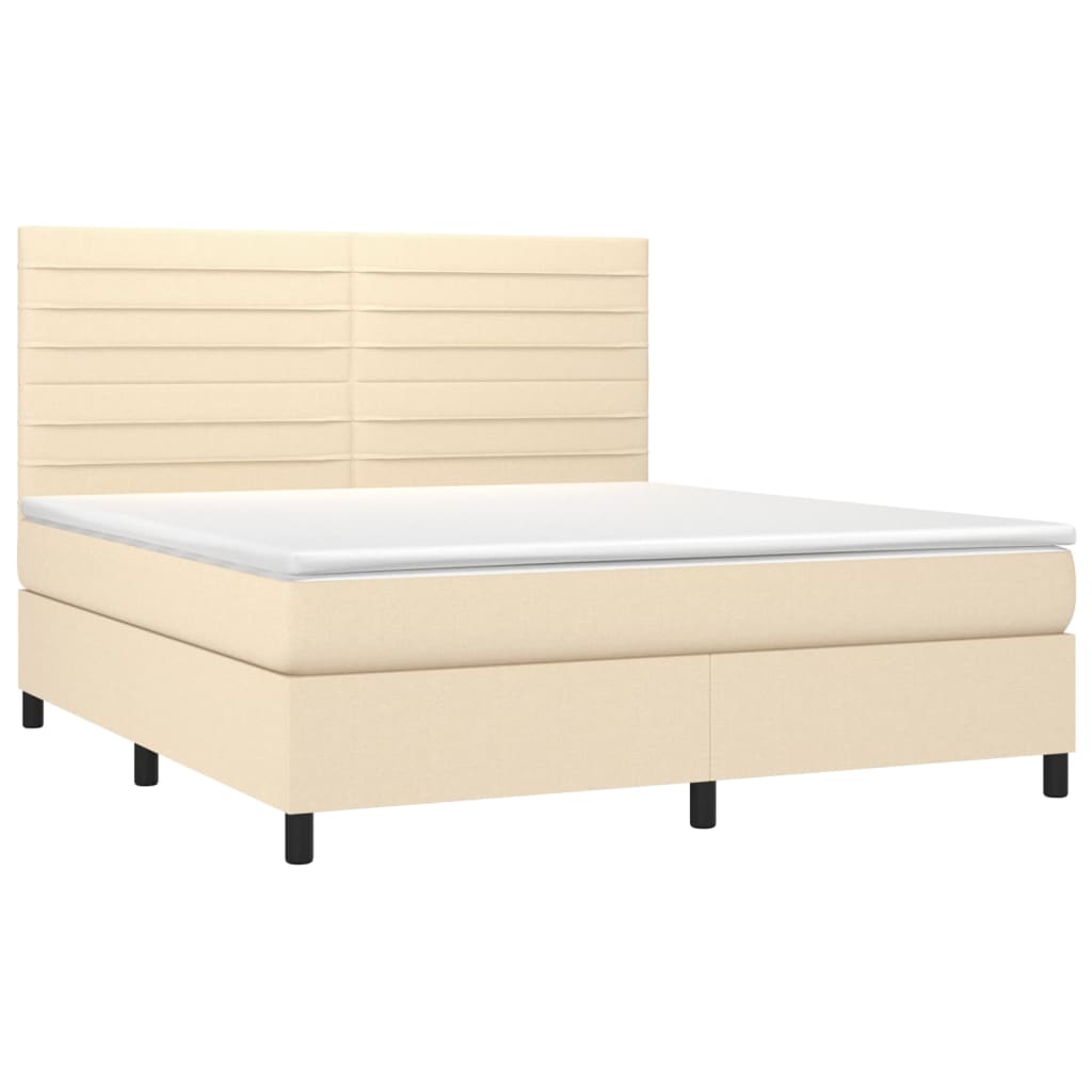 vidaXL Letto a Molle con Materasso e LED Crema 180x200 cm in Tessuto