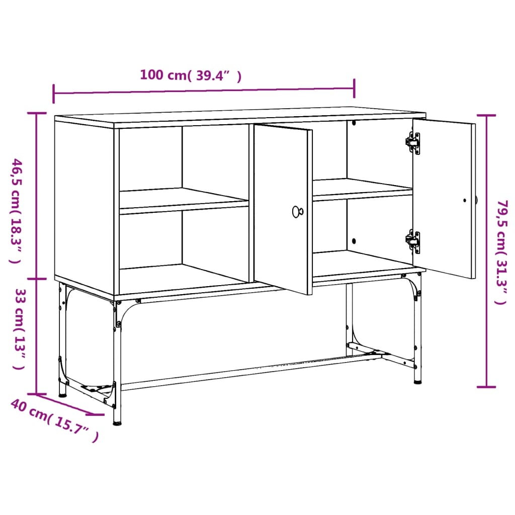 vidaXL Credenza Rovere Sonoma 100x40x79,5 cm in Legno Multistrato