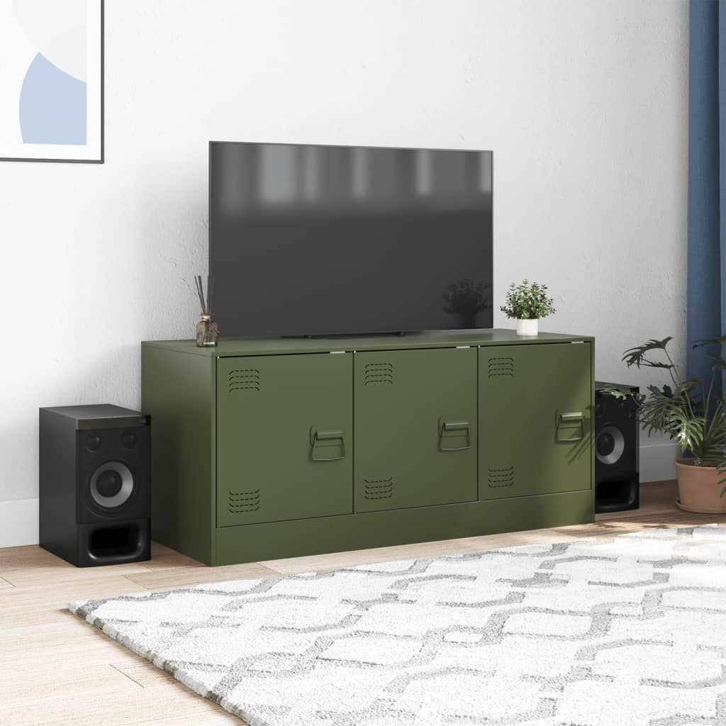 vidaXL Mobile TV Verde Oliva 99x39x44 cm in Acciaio