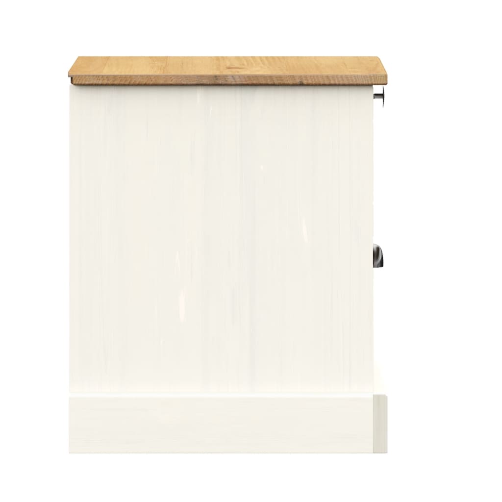 vidaXL Comodino VIGO Bianco 42x35x42 cm in Legno Massello di Pino