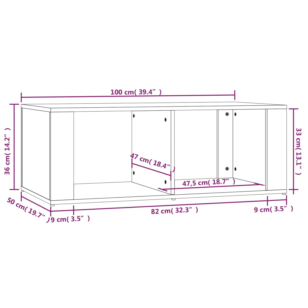 vidaXL Tavolino da Salotto Bianco Lucido 100x50x36cm Legno Multistrato