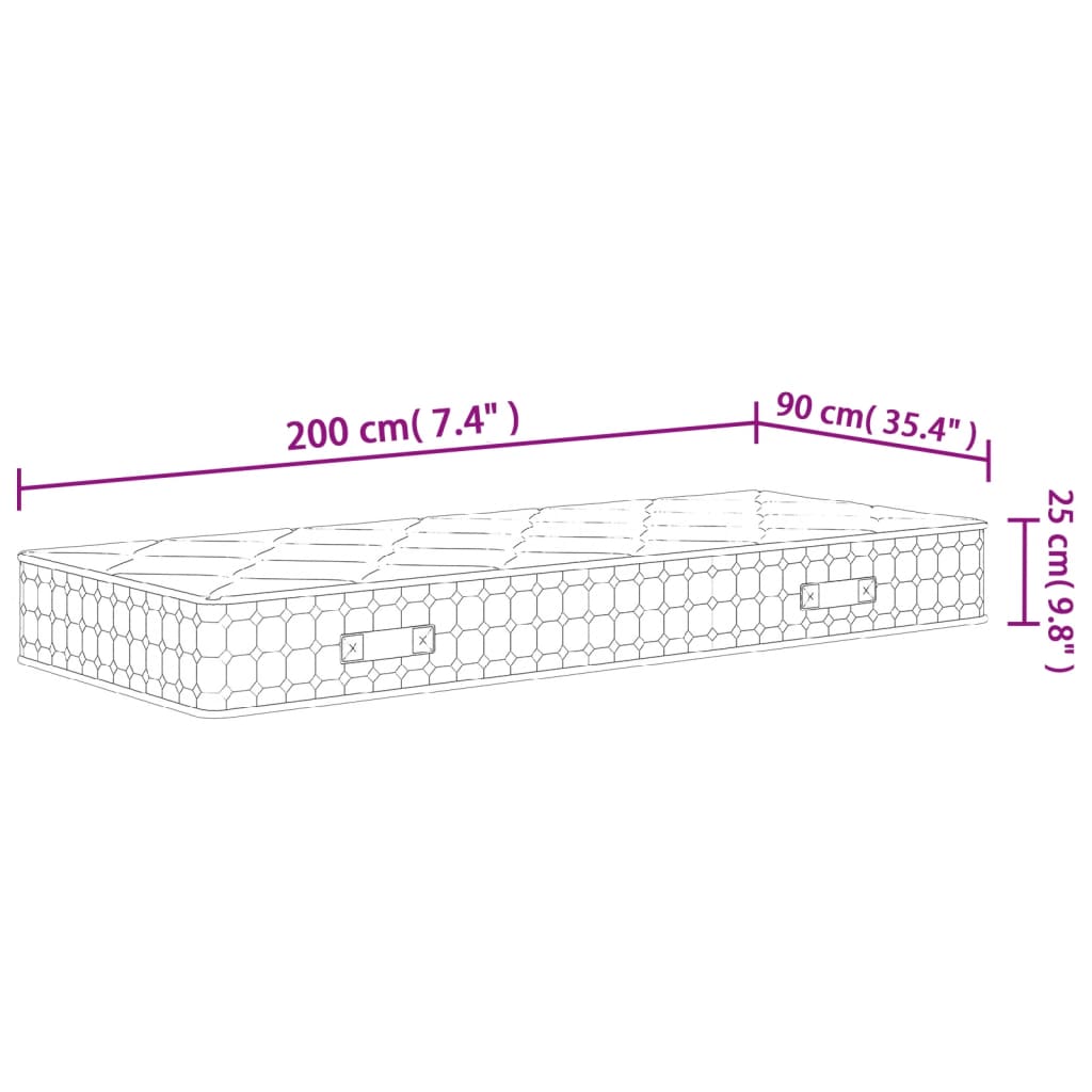 vidaXL Materasso a Molle Insacchettate Medio Rigido 90x200 cm