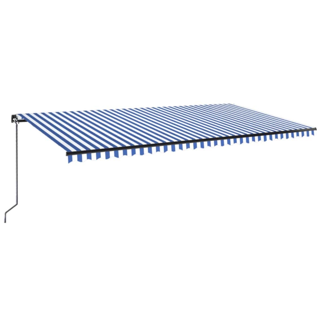 vidaXL Tenda da Sole Retrattile Manuale con LED 600x300cm Blu e Bianco