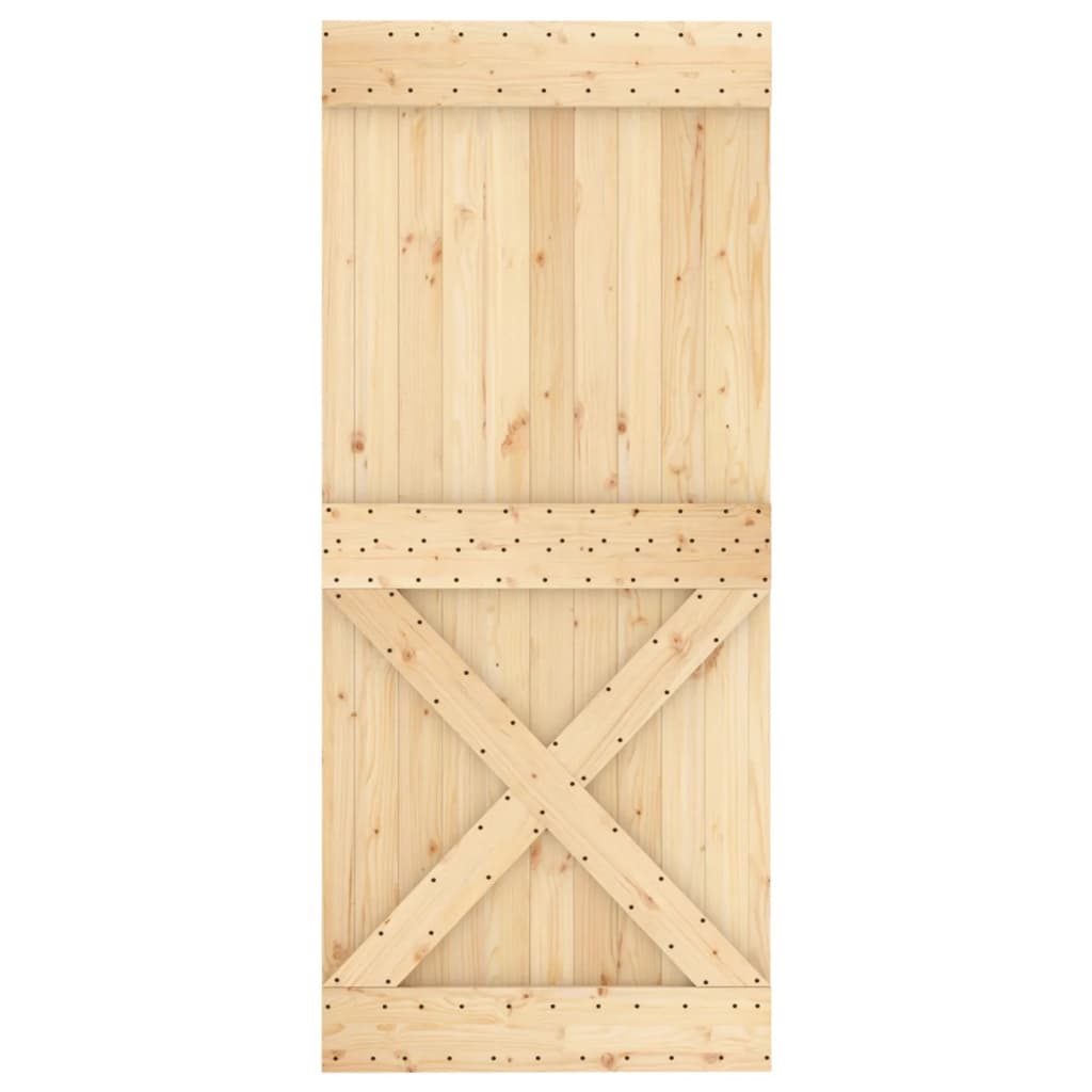 vidaXL Porta Scorrevole con Set Hardware 90x210 cm Legno Massello Pino