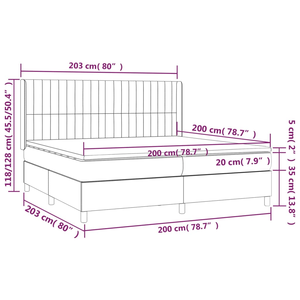 vidaXL Giroletto a Molle con Materasso Grigio Scuro 200x200 cm Tessuto