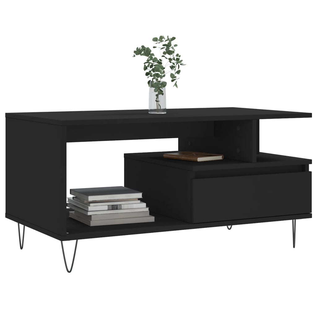 vidaXL Tavolino da Salotto Nero 90x49x45 cm in Legno Multistrato