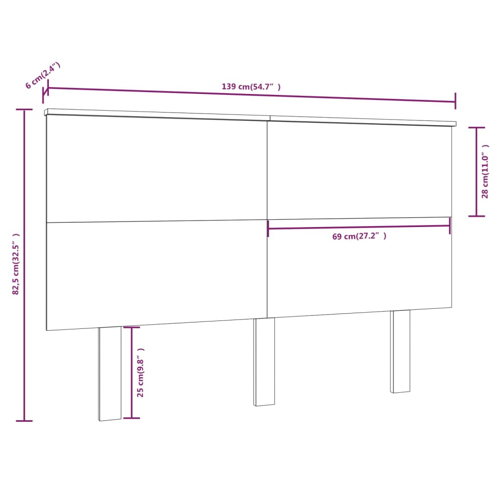 vidaXL Testiera per Letto 139x6x82,5 cm Legno Massello di Pino