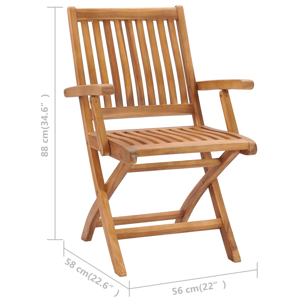 vidaXL Sedie da Giardino Pieghevoli con Cuscini 4 pz Massello di Teak