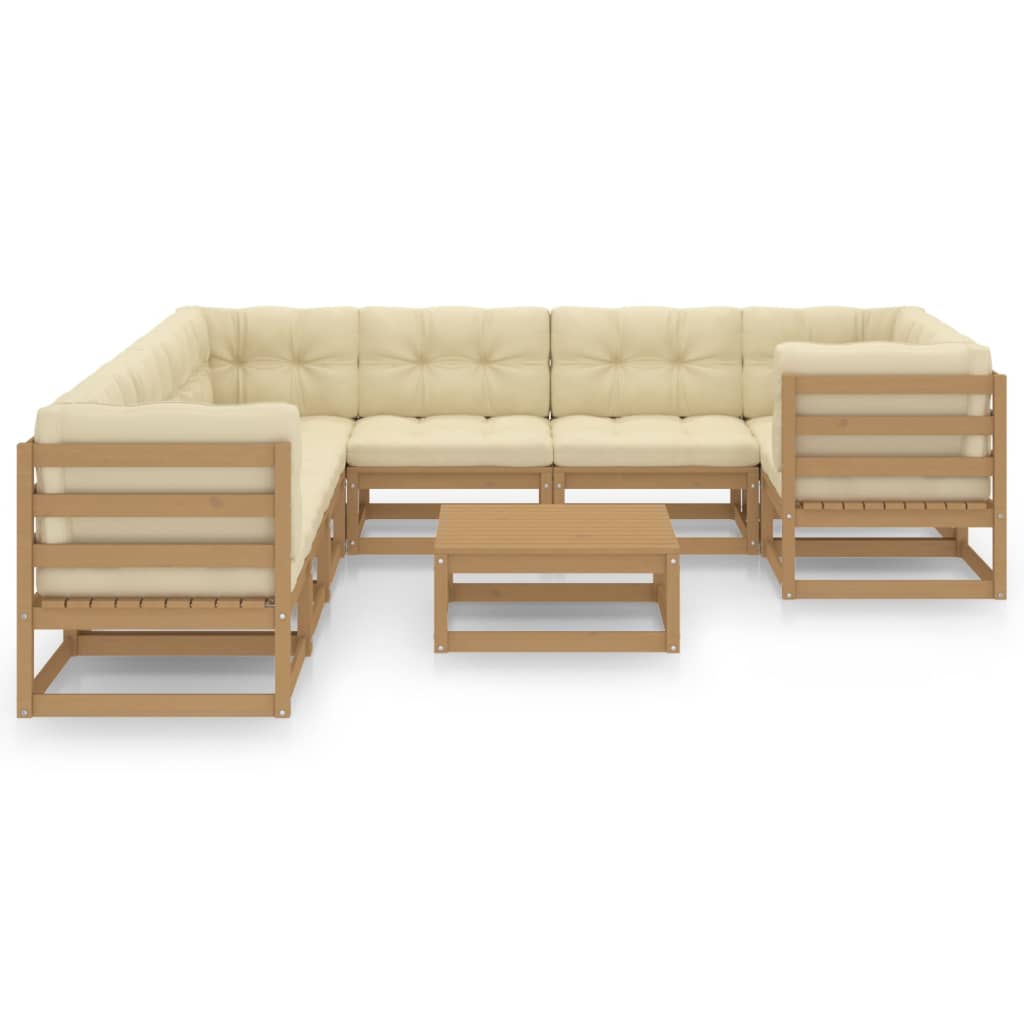 vidaXL Set Salotto Giardino e Cuscini 9 pz Legno Massello Pino Ambra