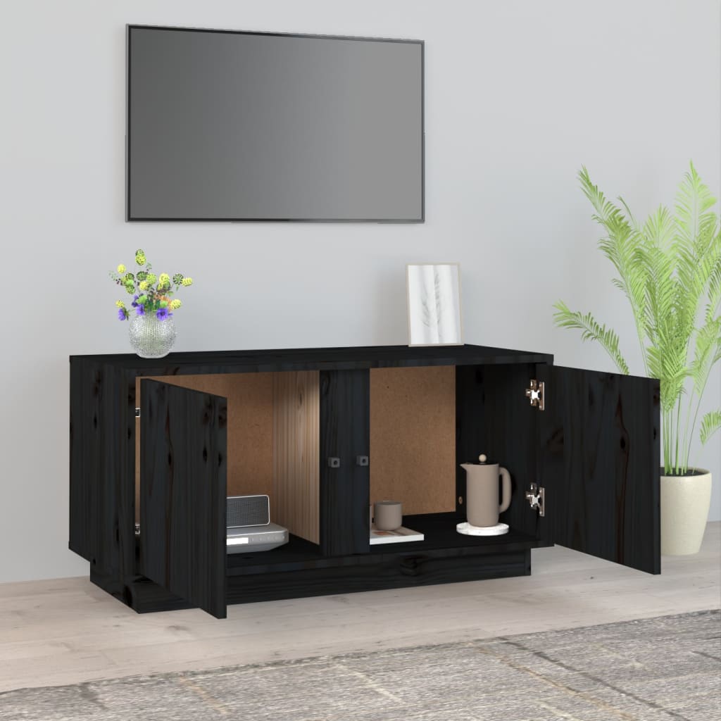 vidaXL Mobile Porta TV Nera 80x35x40,5 cm in Legno Massello di Pino