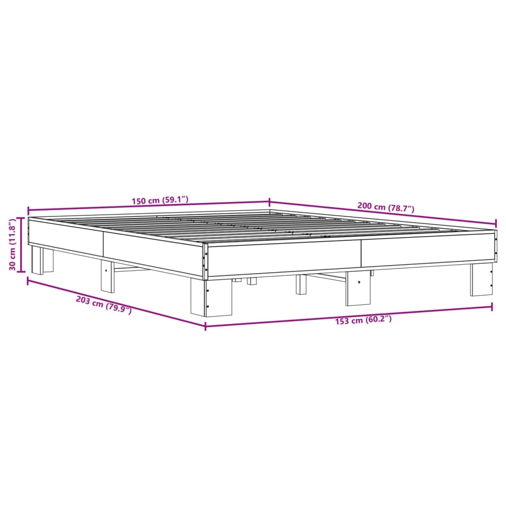 vidaXL Giroletto Rovere Fumo 150x200 cm in Legno Multistrato Metallo