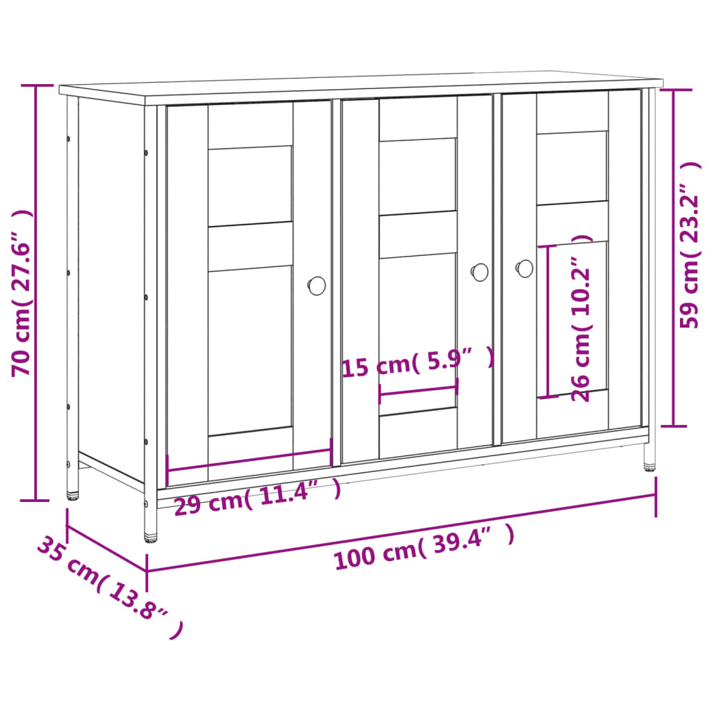 vidaXL Credenza Grigio Sonoma 100x35x70 cm in Legno Multistrato