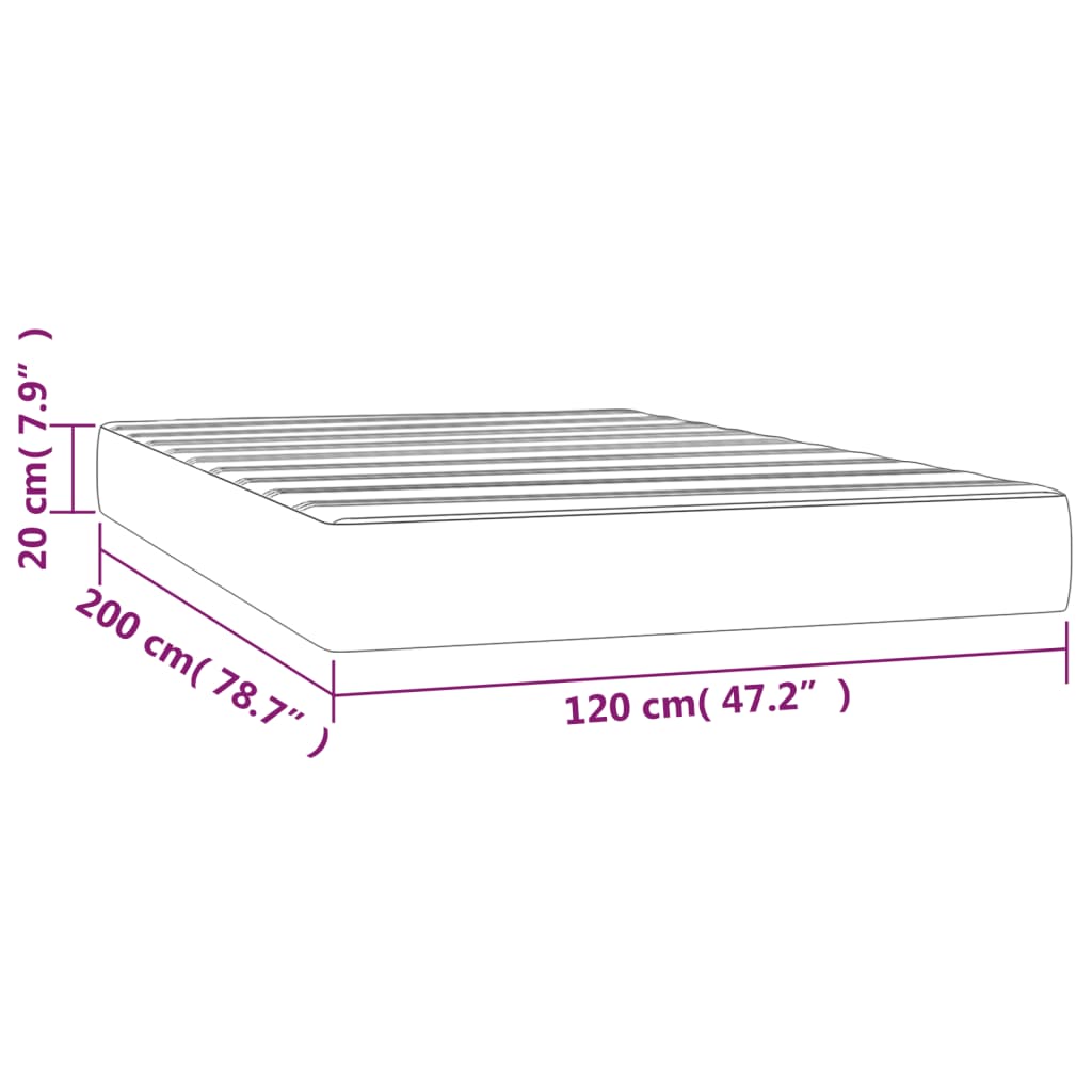 vidaXL Materasso a Molle Insacchettate Marrone Scuro 120x200x20 cm