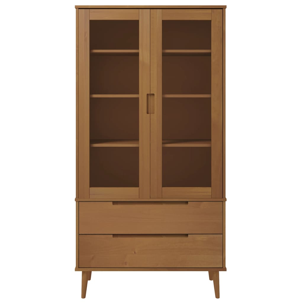 vidaXL Vetrina MOLDE Marrone 90x35x175 cm in Legno Massello di Pino