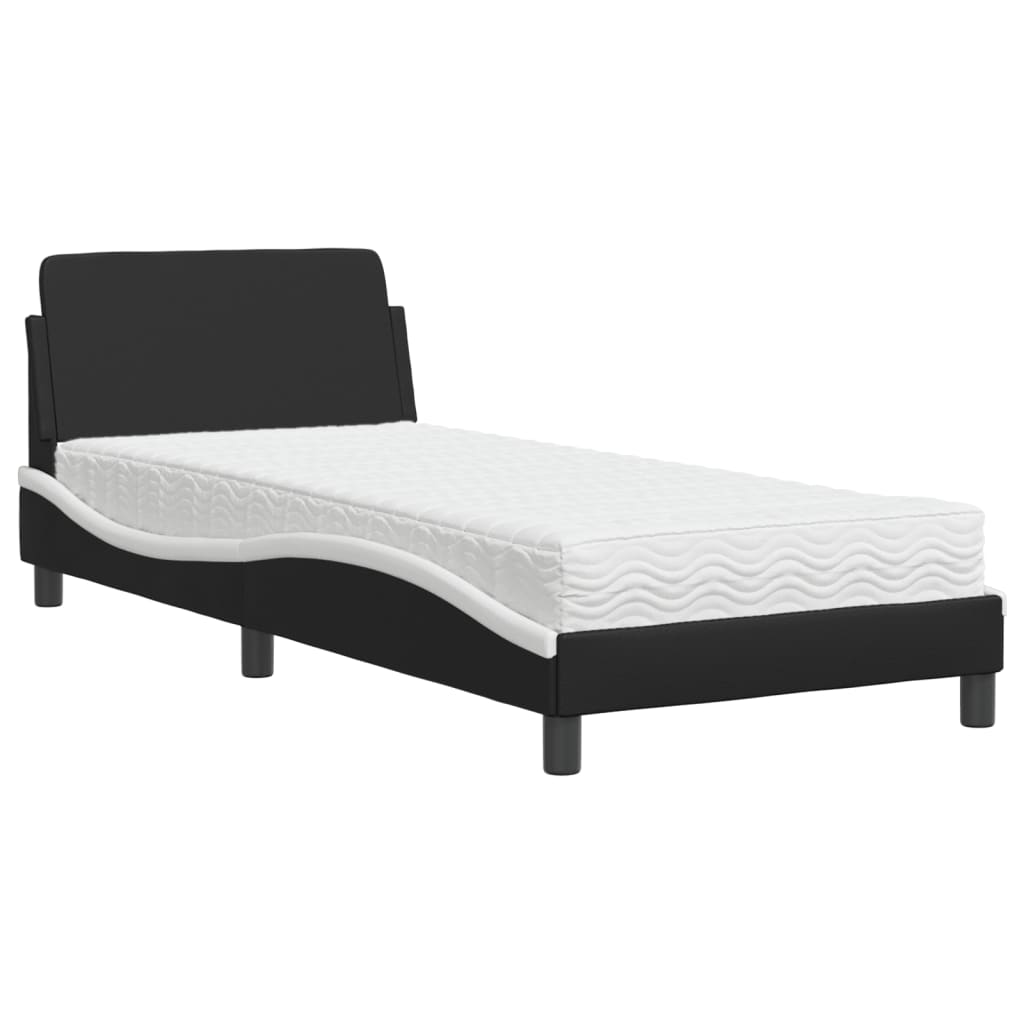 vidaXL Letto con Materasso Nero e Bianco 90x190 cm in Similpelle