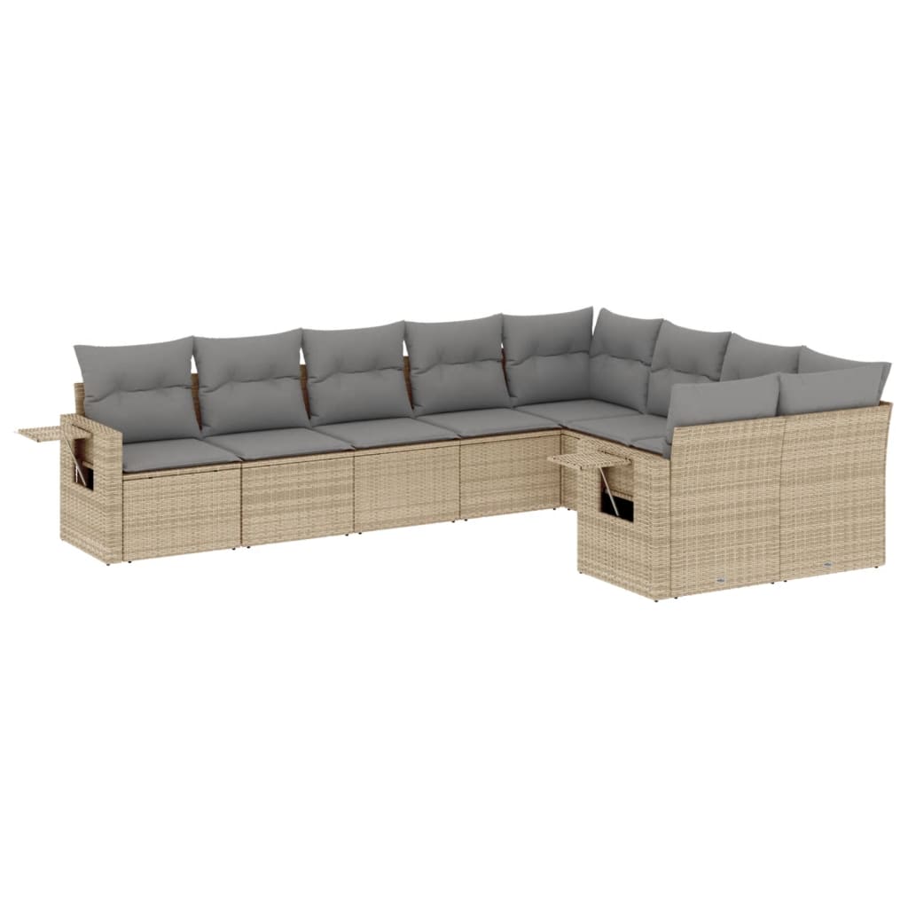 vidaXL Set Divano da Giardino 9 pz con Cuscini Beige in Polyrattan