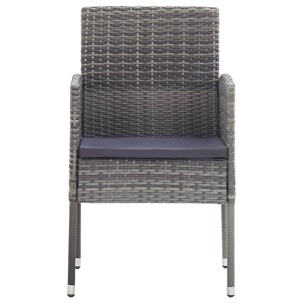 vidaXL Sedie Giardino con Cuscini Grigio Scuro 2 pz Grigie Polyrattan