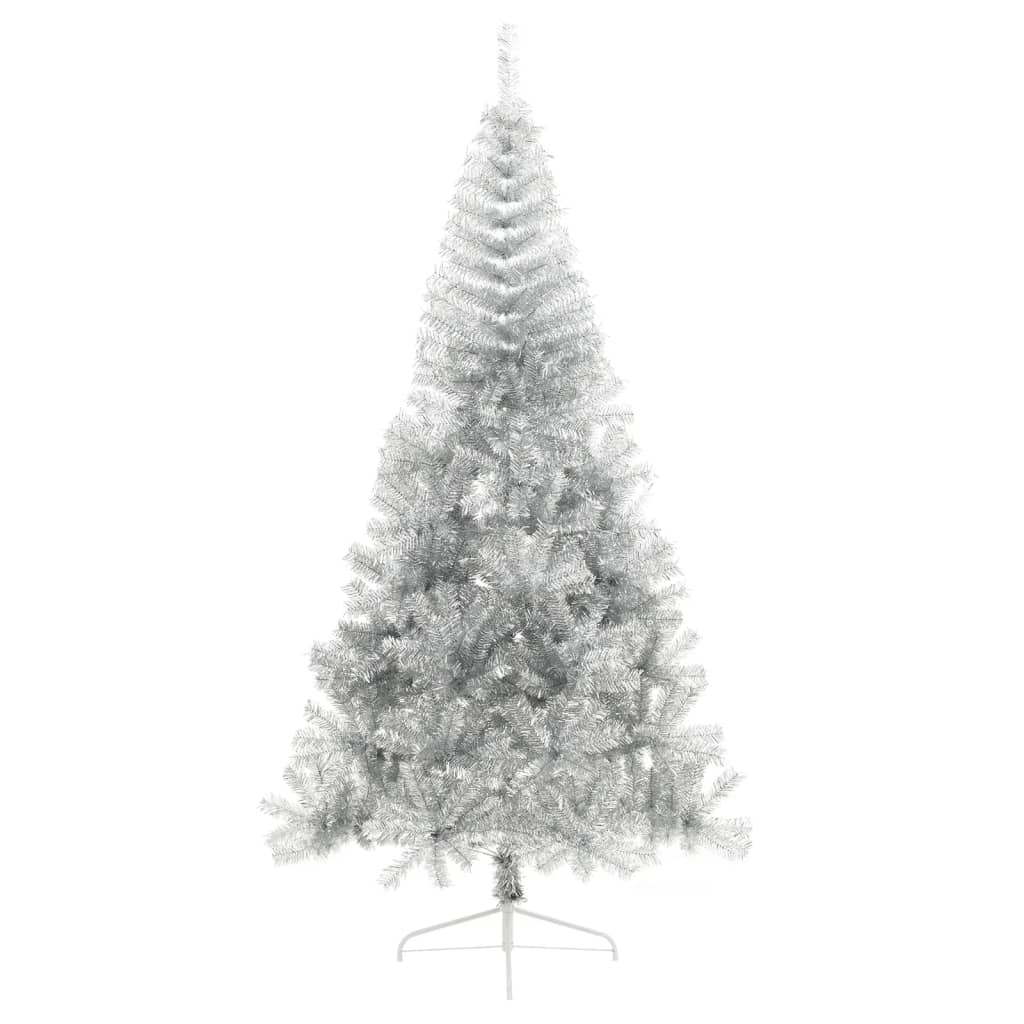 vidaXL Albero di Natale a Metà con Supporto Argento 240 cm PET