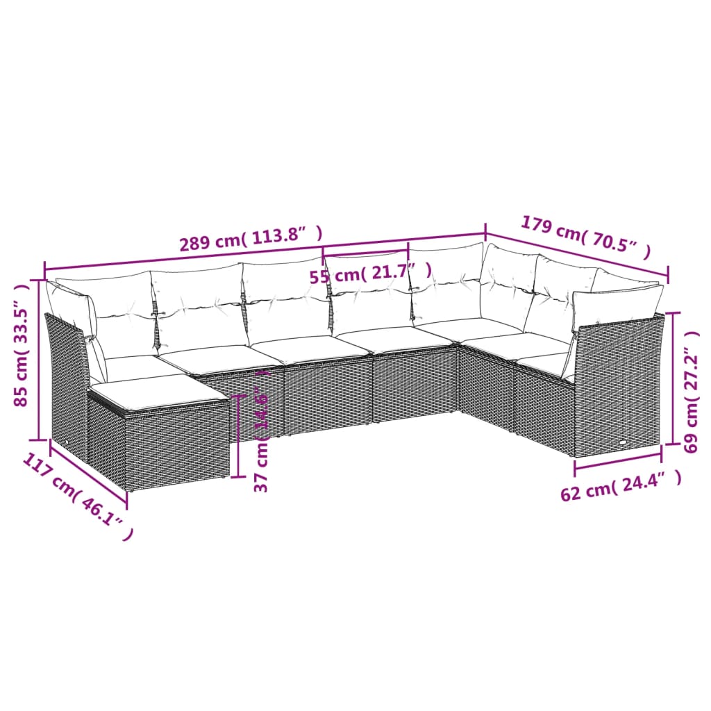 vidaXL Set Divano da Giardino 8 pz con Cuscini Beige in Polyrattan