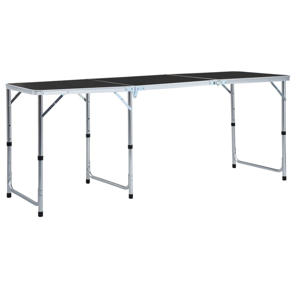 vidaXL Tavolo da Campeggio Pieghevole in Alluminio Grigio 180x60 cm