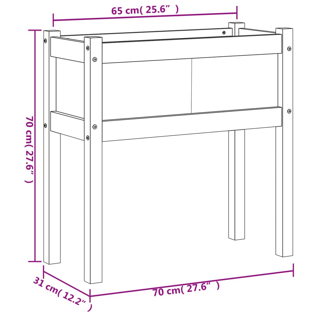 vidaXL Fioriera Giardino Gambe Marrone Cera 70x31x70 cm Massello Pino