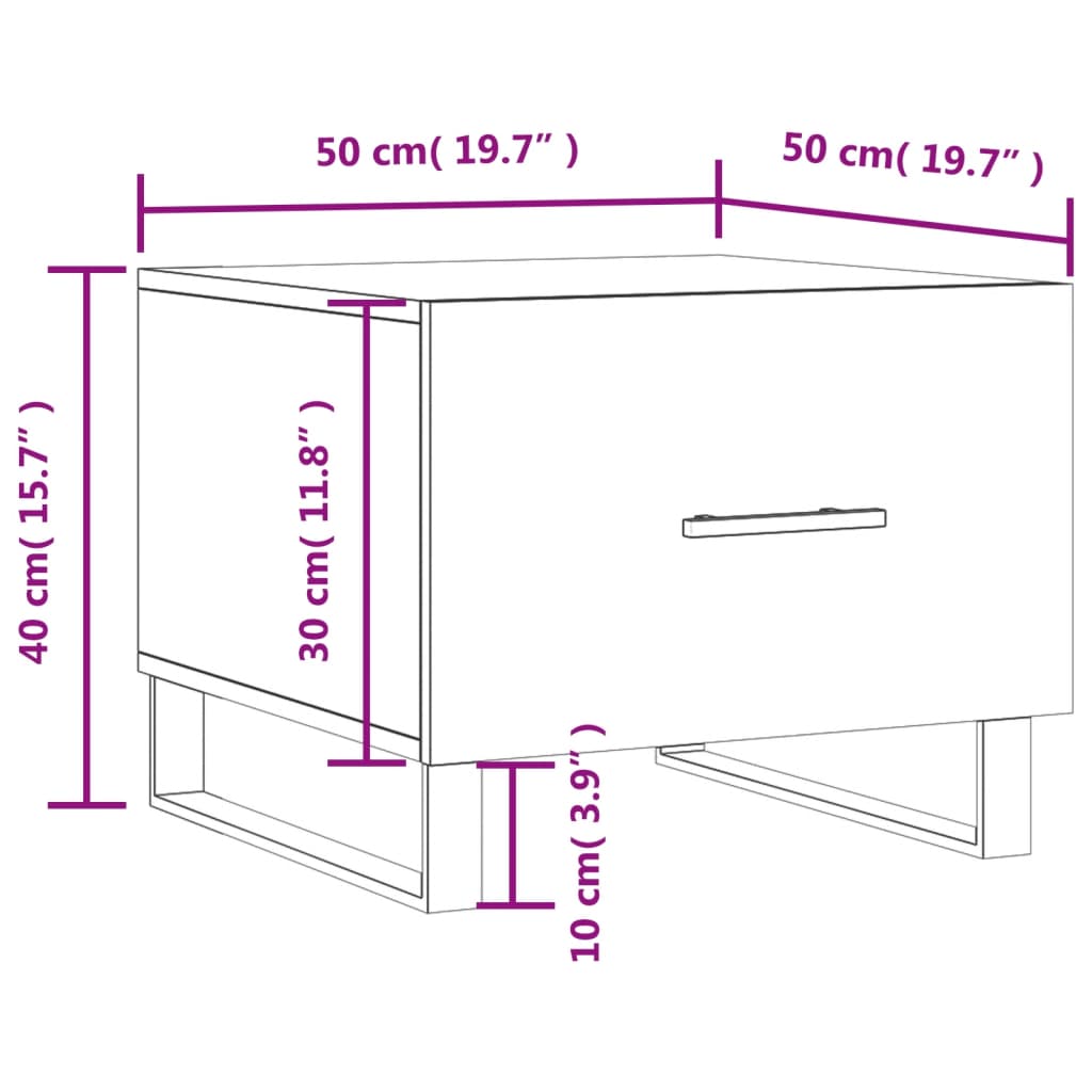 vidaXL Tavolini Salotto 2pz Bianco Lucido 50x50x40cm Legno Multistrato