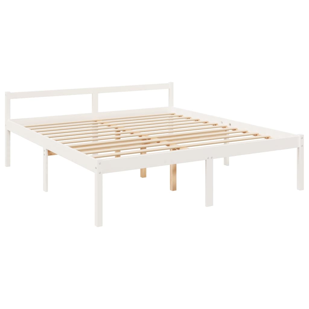 vidaXL Letto per Anziani Bianco 200x200 cm in Legno Massello di Pino