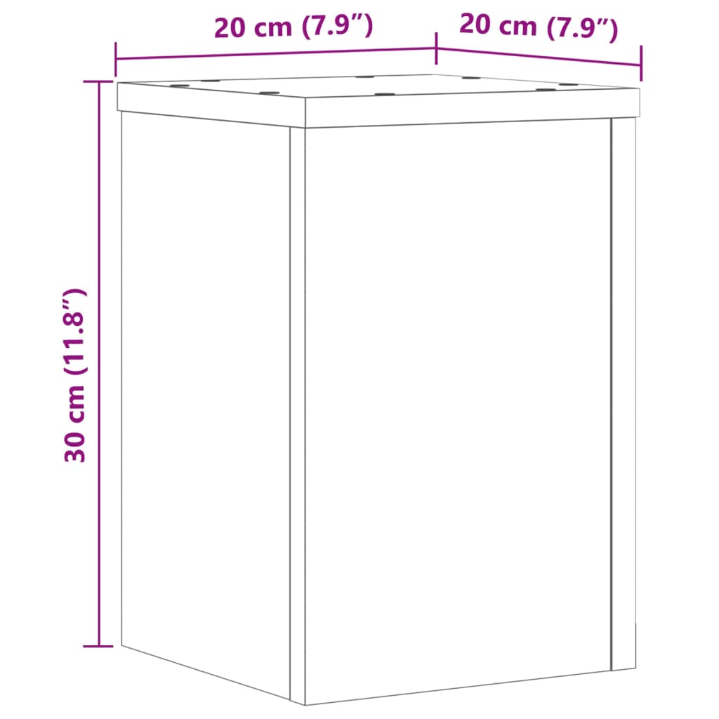 vidaXL Supporti per Piante 2 pz Neri 20x20x30 cm Legno Multistrato