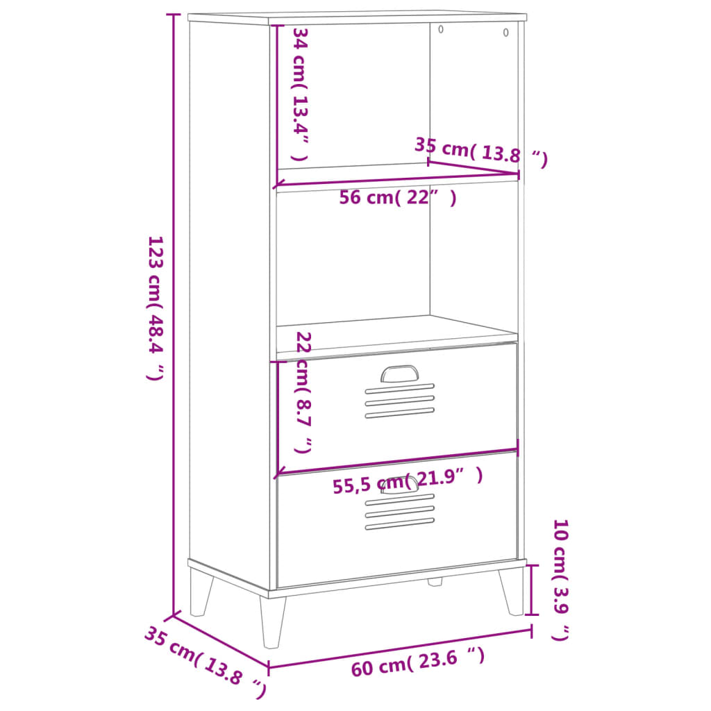 vidaXL Libreria VIKEN Nera 60x35x123 cm in Legno Multistrato