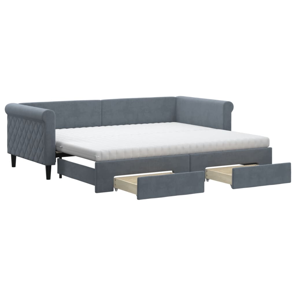 vidaXL Divano Letto Estraibile Cassetti Grigio Scuro 90x200cm Velluto