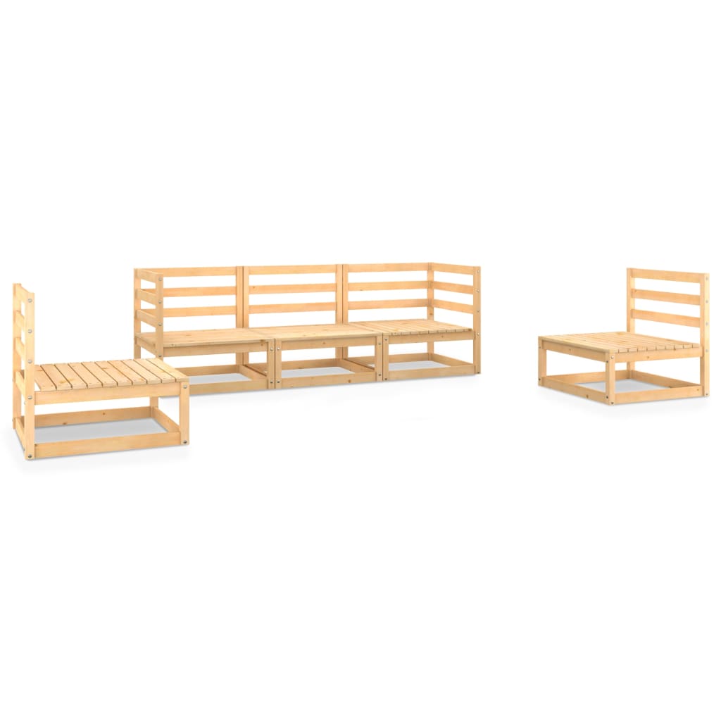 vidaXL Set Divani da Giardino 5 pz in Legno Massello di Pino