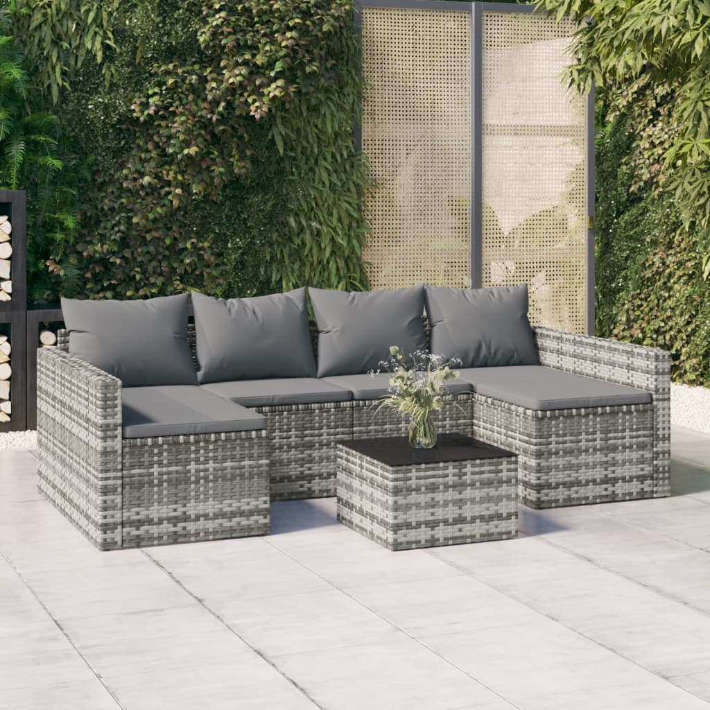 vidaXL Set di Divani da Giardino 2 pz con Cuscini in Polyrattan Grigio