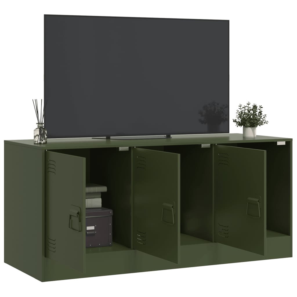 vidaXL Mobile TV Verde Oliva 99x39x44 cm in Acciaio