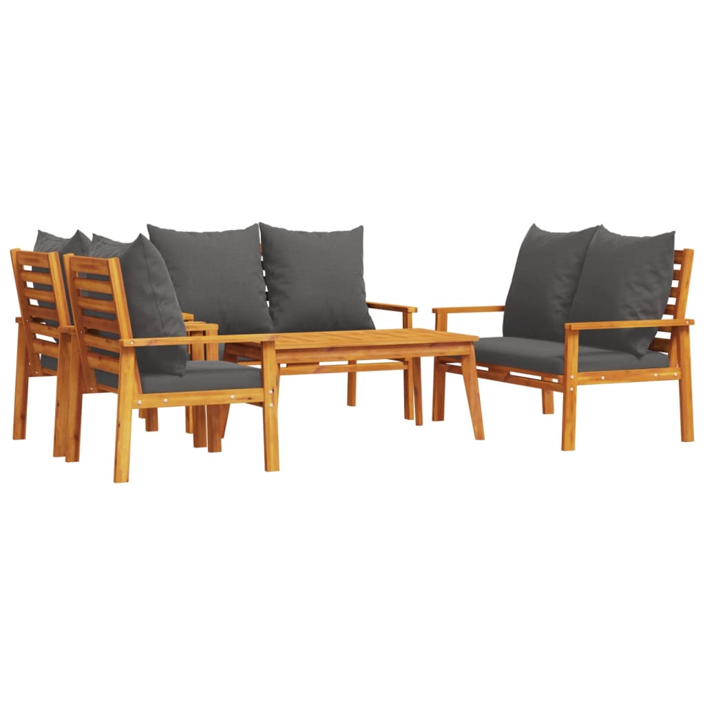 vidaXL Set Salotto da Giardino 5 pz con Cuscini Legno Massello Acacia