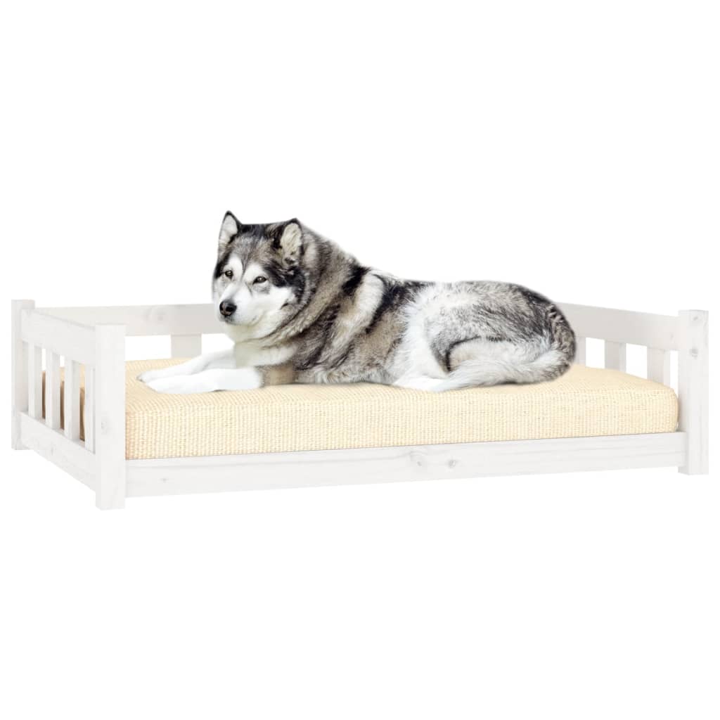 vidaXL Cuccia per Cani Bianca 105,5x75,5x28 cm Legno Massello di Pino