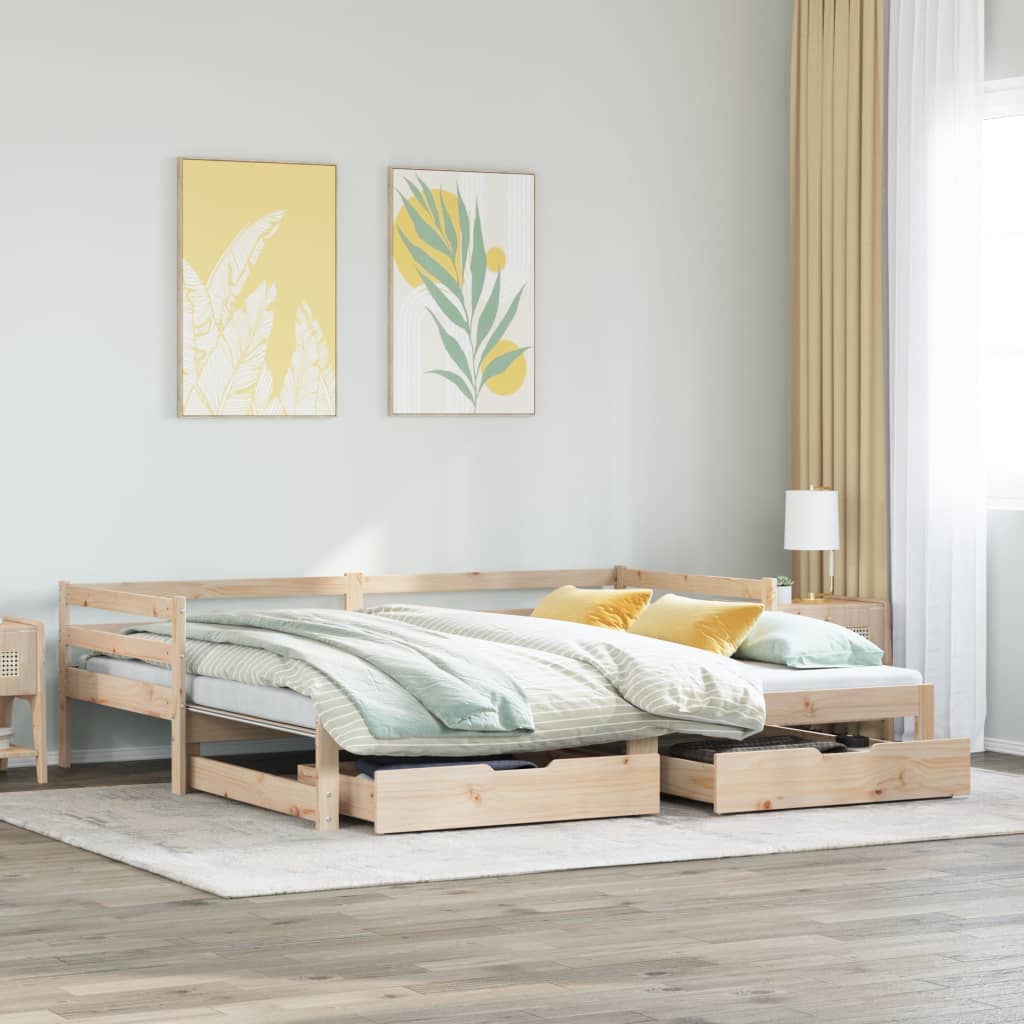 vidaXL Dormeuse Letto Estraibile e Cassetti Bianca 80x200cm Legno Pino