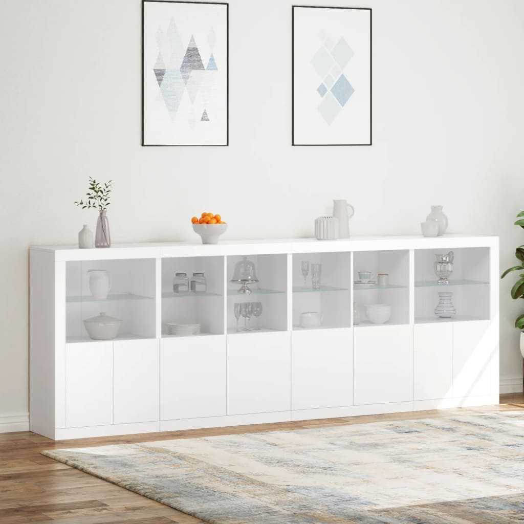 vidaXL Credenza con Luci LED Bianca 283x37x100 cm