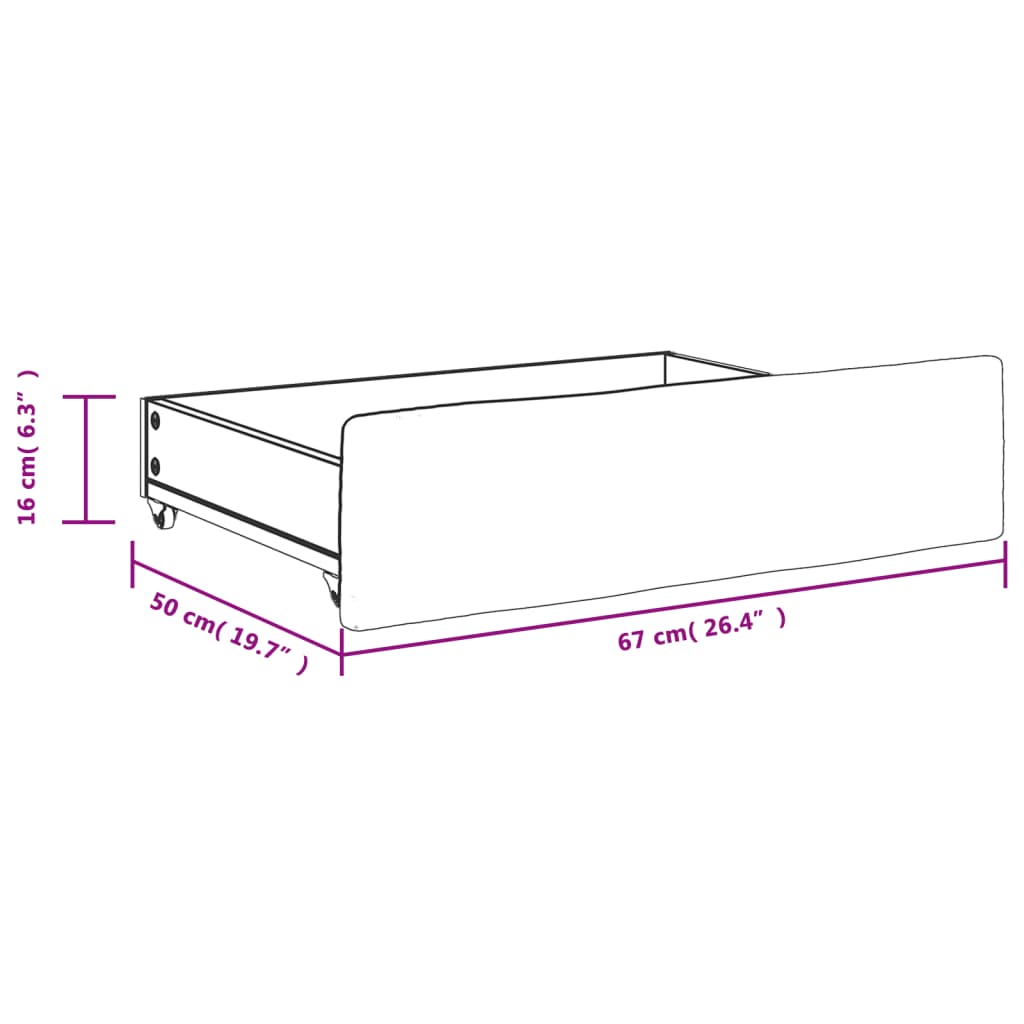 vidaXL Cassetti da Letto 2pz Grigio Scuro Legno Multistrato e Tessuto