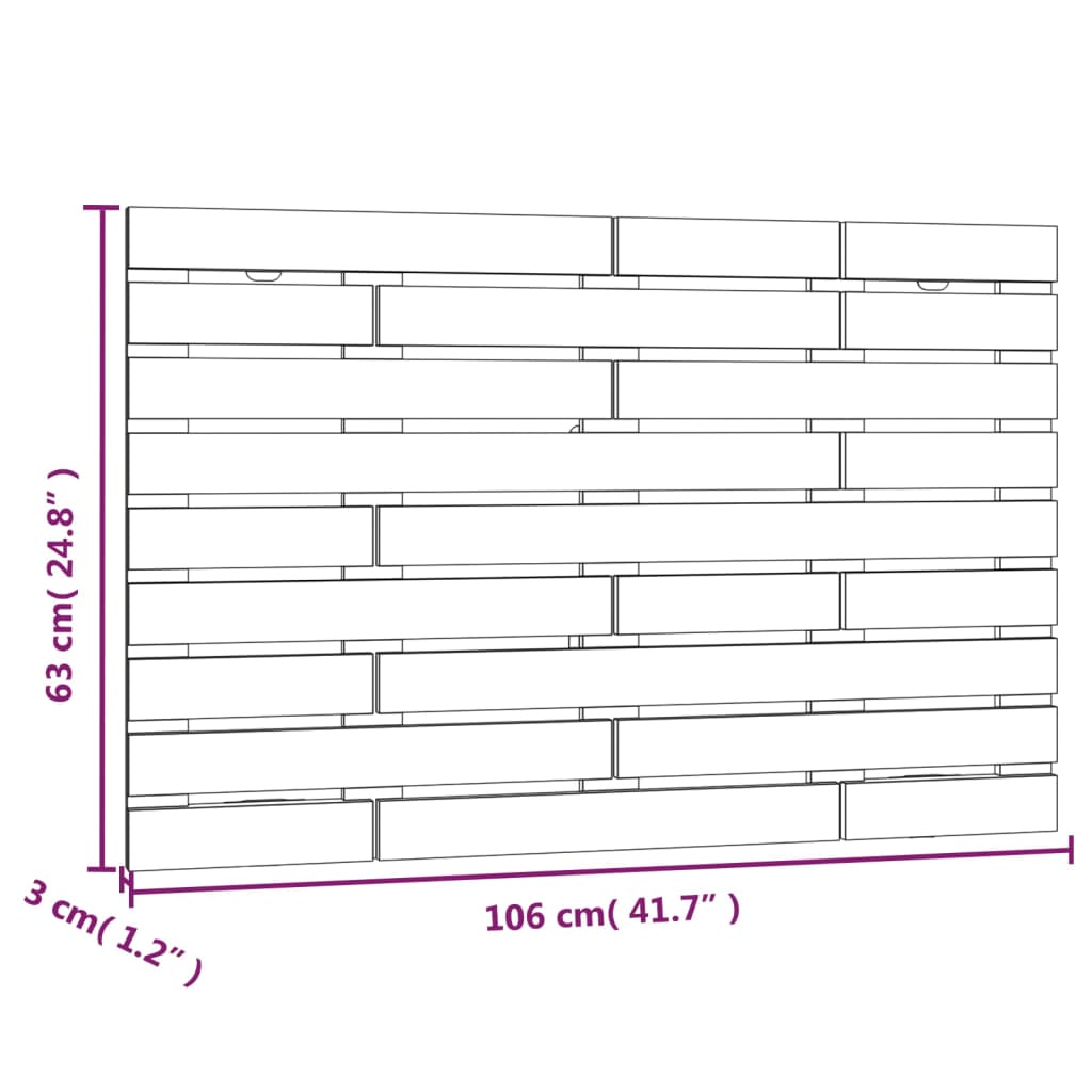 vidaXL Testiera da Parete Ambra 106x3x63 cm in Legno Massello di Pino