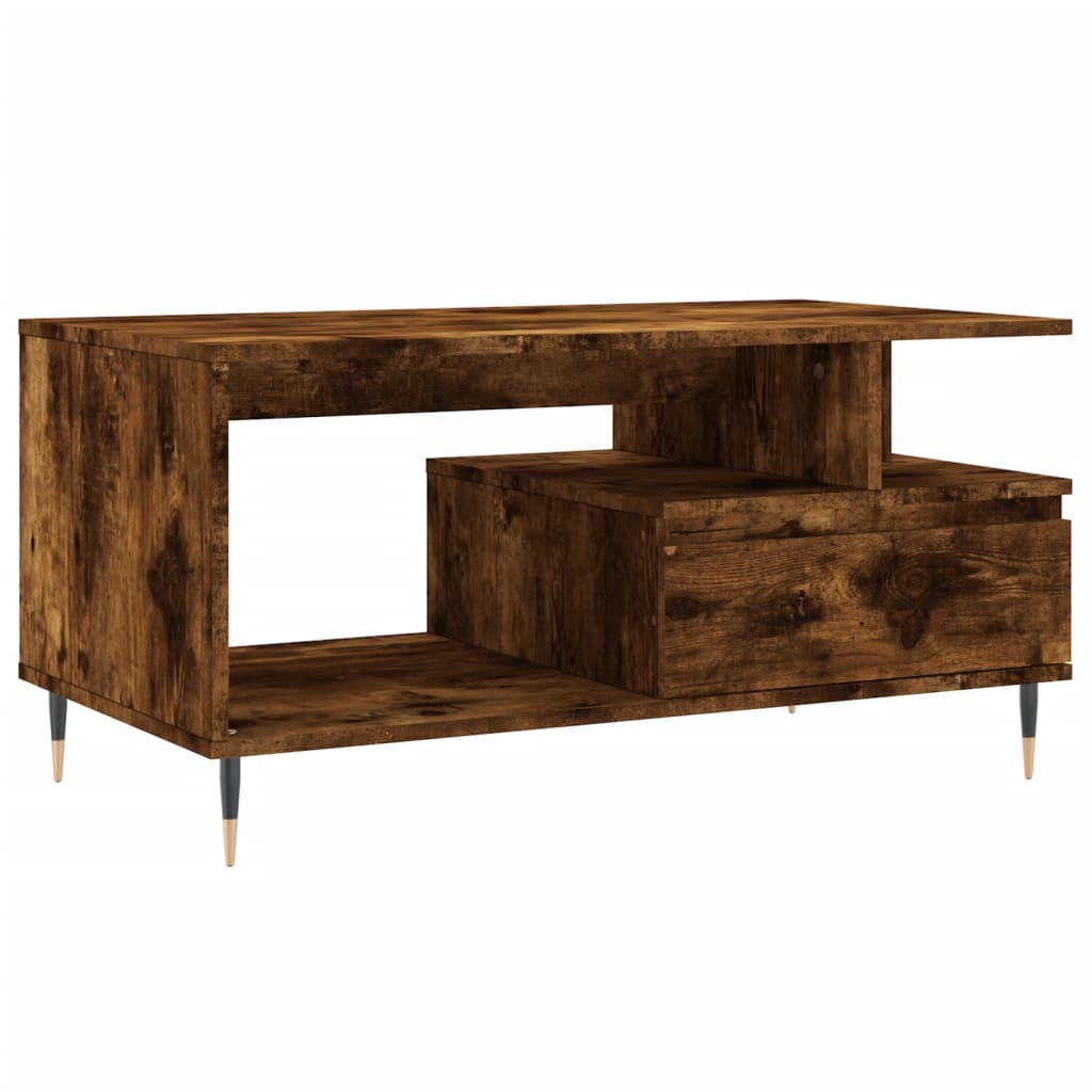 vidaXL Tavolino da Salotto Rovere Fumo 90x49x45 cm Legno Multistrato