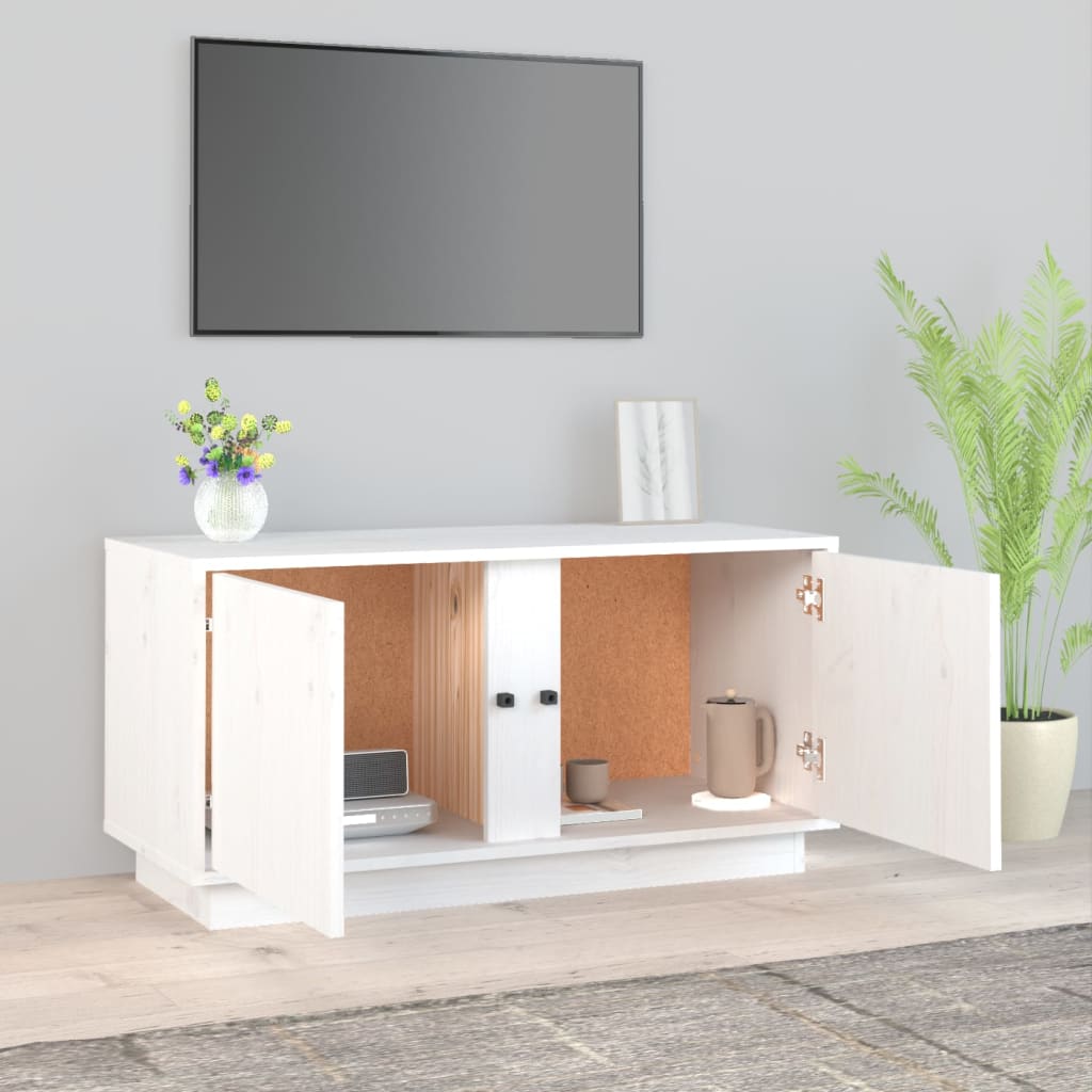 vidaXL Mobile Porta TV Bianco 80x35x40,5 cm in Legno Massello di Pino