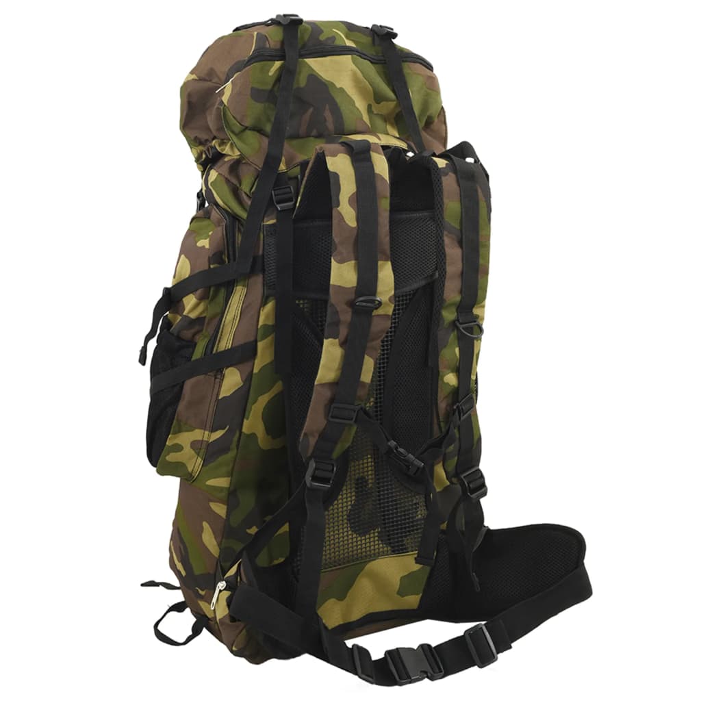 vidaXL Zaino da Trekking Verde Mimetico 60 L in Tessuto Oxford