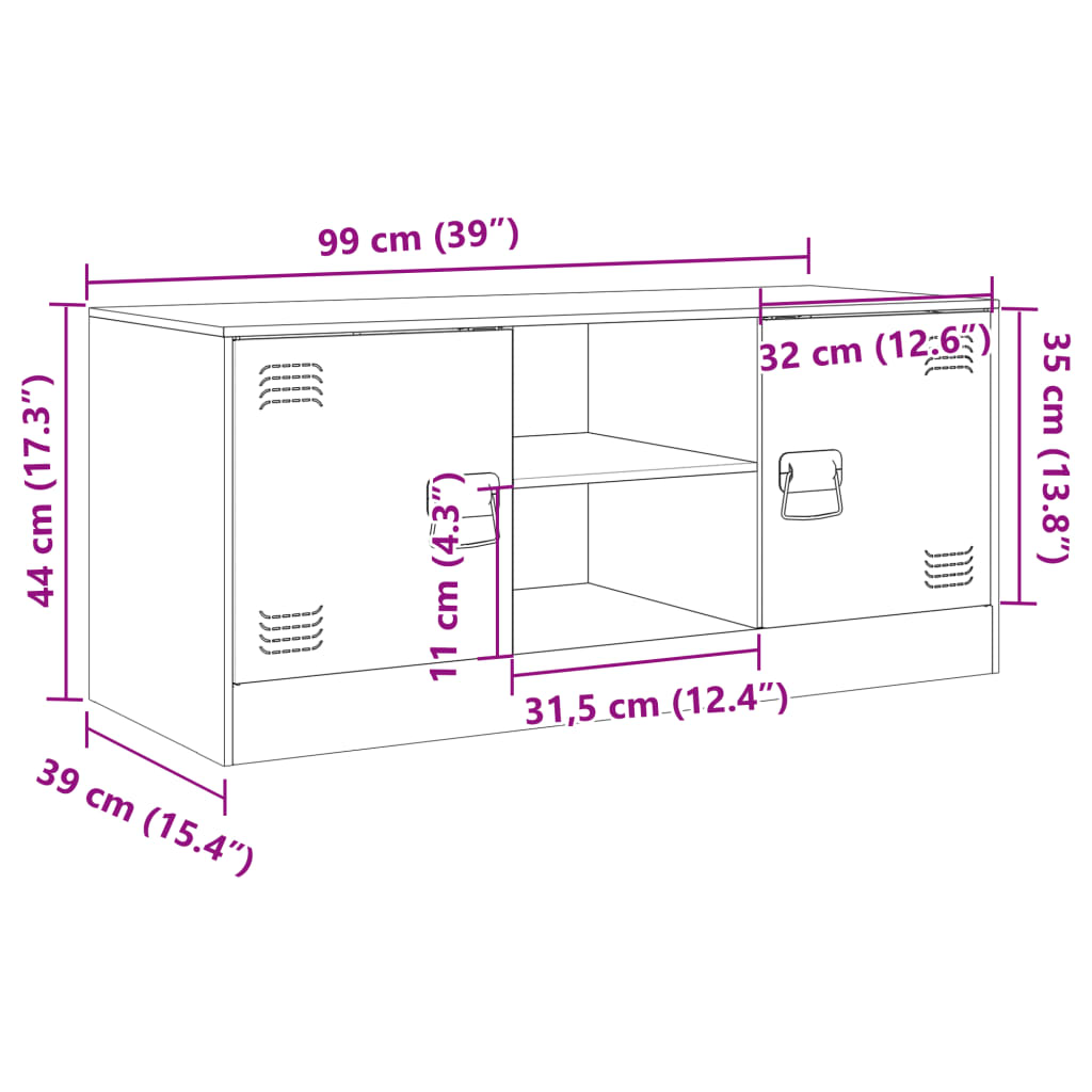 vidaXL Mobile Porta TV Antracite 99x39x44 cm in Acciaio