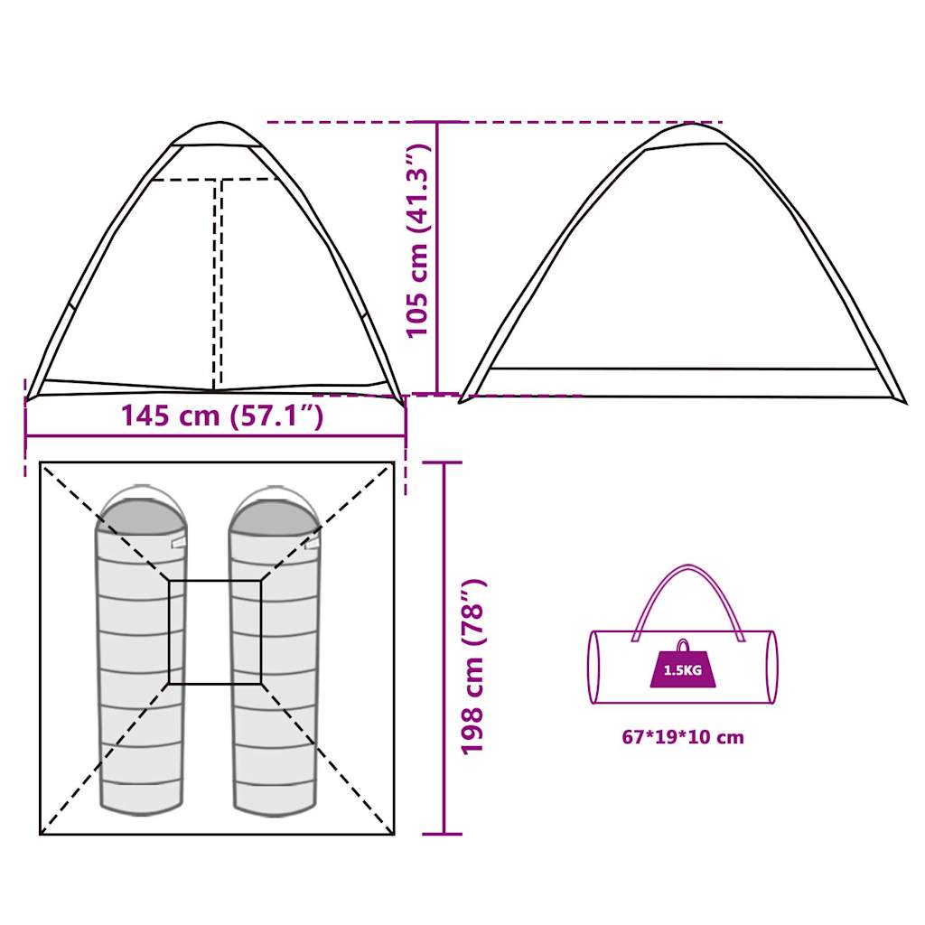 vidaXL Tenda da Campeggio a Cupola 2 Persone Mimetica Impermeabile