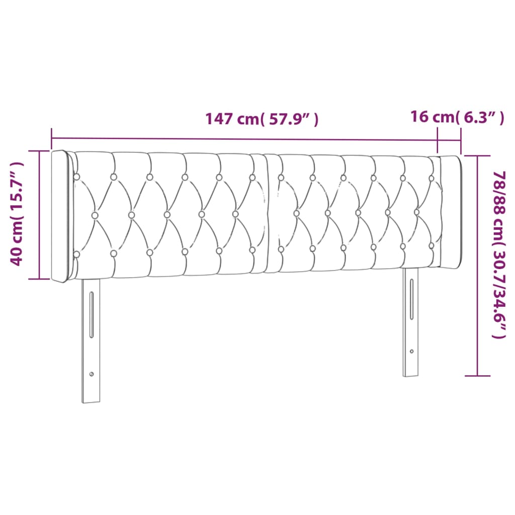 vidaXL Testiera a LED Marrone Scuro 147x16x78/88 cm in Tessuto